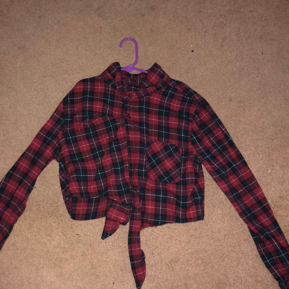 Plaid red button down